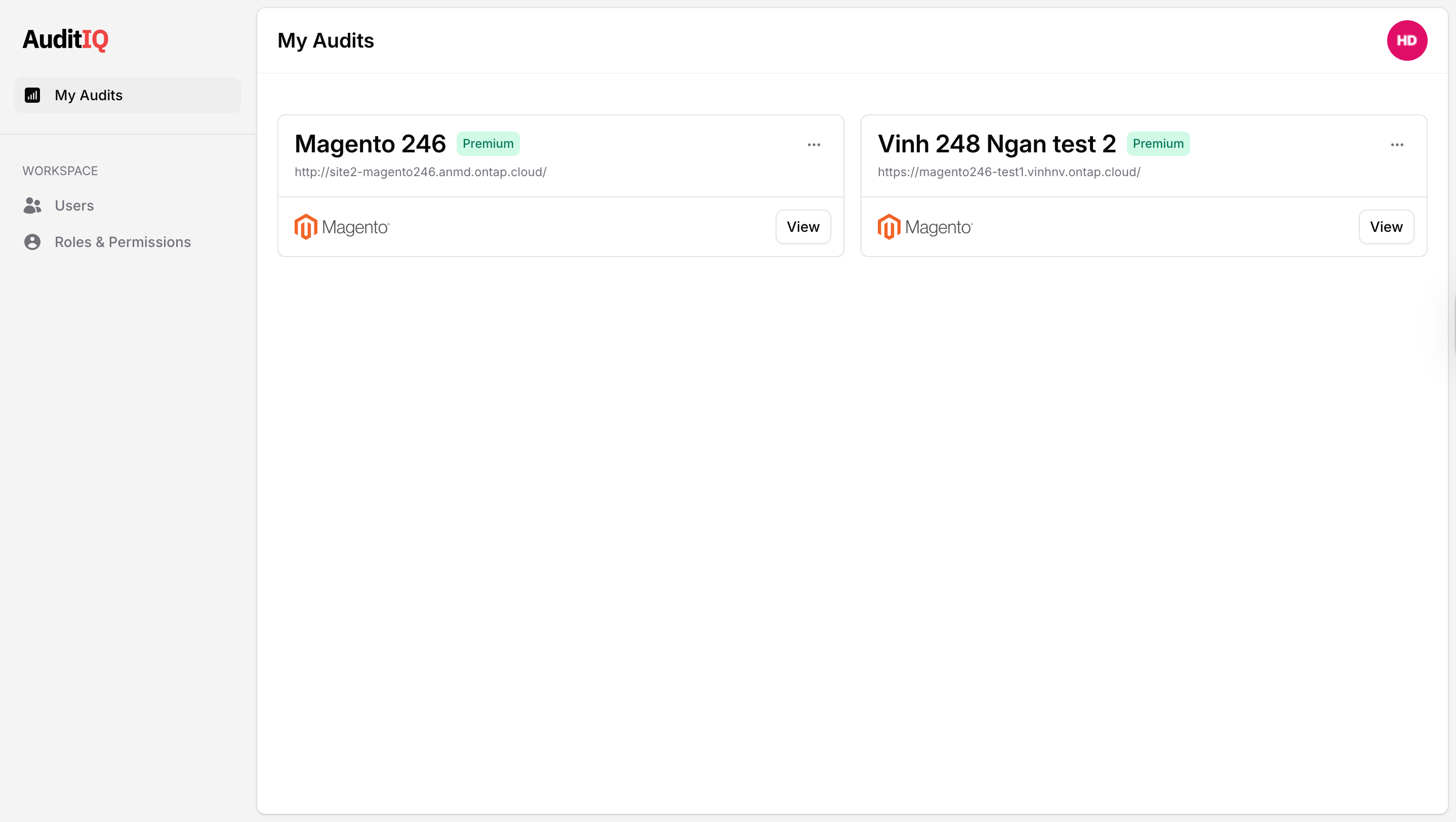 AuditIQ dashboard showing all monitored sites